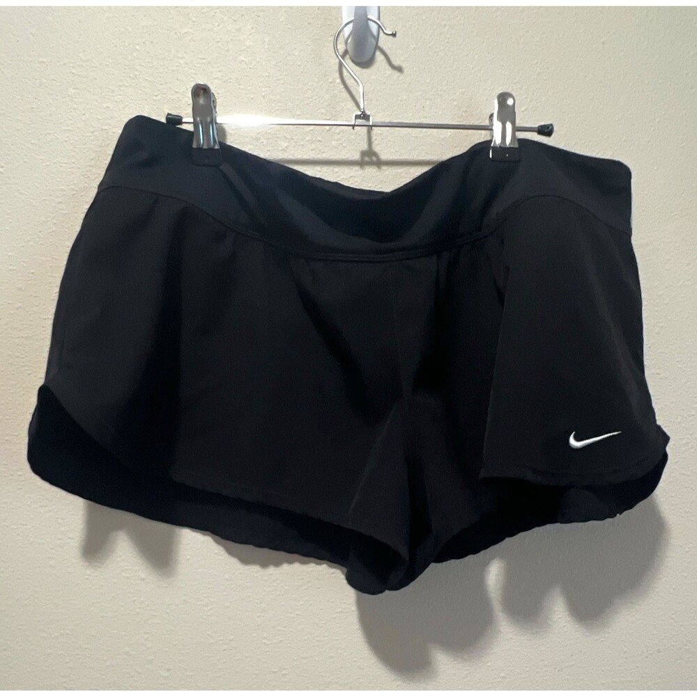 Women's Nike Athletic Running & Jogging Mesh Shorts Black Solid Logo Regular